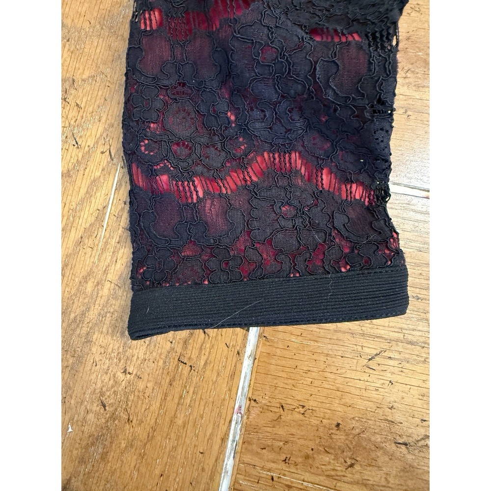 Whimsigoth Witchy Short Asymmetrical Jacket Lace Embroidered Cato Red Black Sz M - Picture 9 of 9